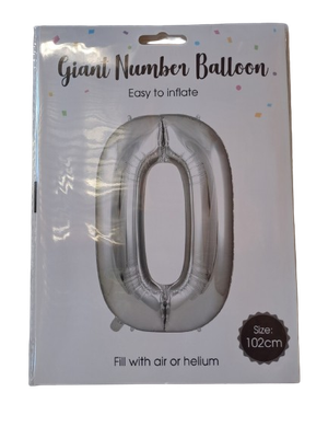Balloon Giant Number 0 Silver