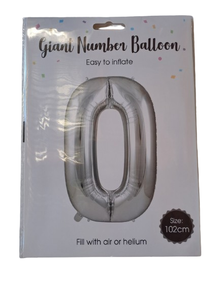 Balloon Giant Number 0 Silver