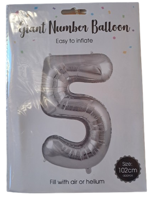 Balloon Giant Number 5 Silver 