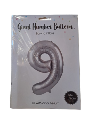 Balloon Giant Number 9 Silver