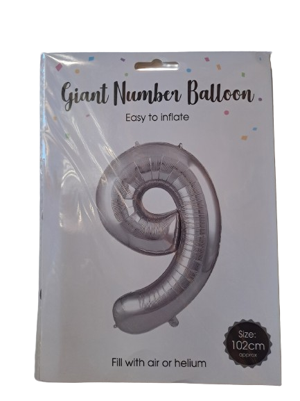 Balloon Giant Number 9 Silver