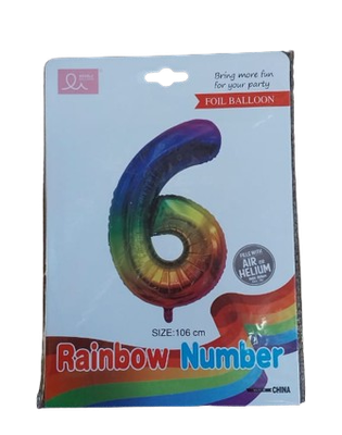 Balloon Giant Number 6 Rainbow
