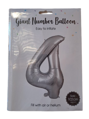 Balloon Giant Number 4 Silver 