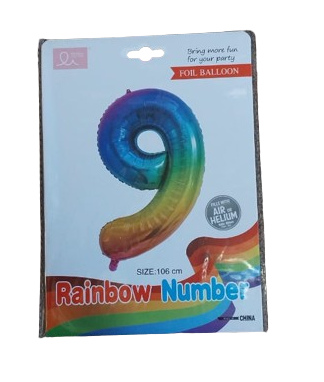 Balloon Giant Number 9 Rainbow