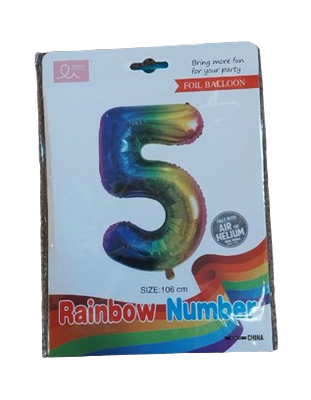 Balloon Giant Number 5 Rainbow
