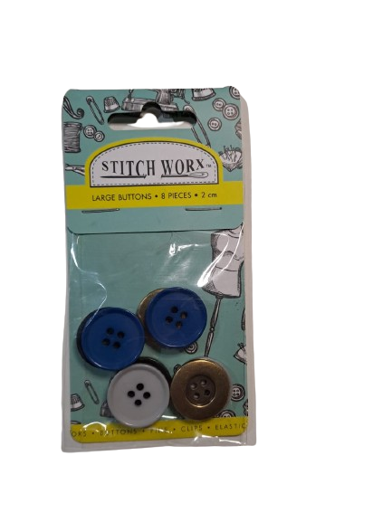 Buttons Large 8 Pieces Assorted