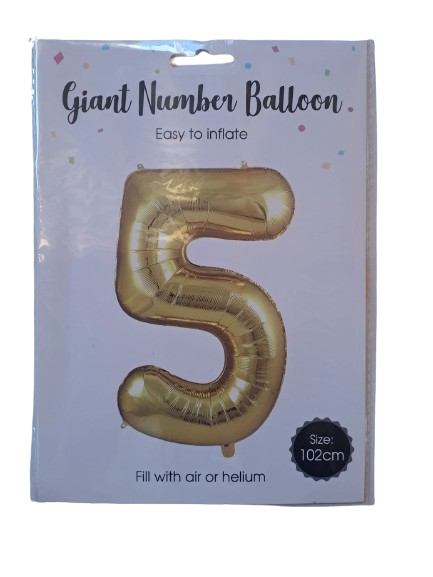 Balloon Giant Number 5 Gold