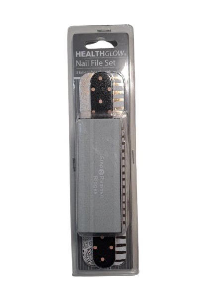 Nail File set 3 Emery Boards with buffer