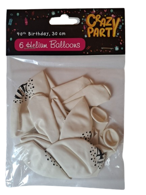 Balloons 40th White 6's