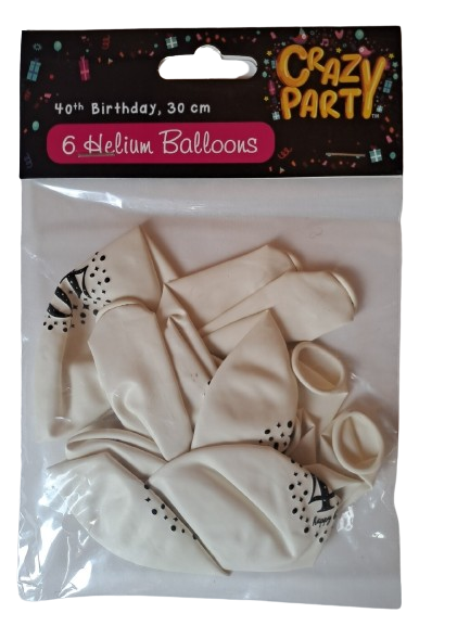 Balloons 40th White 6's