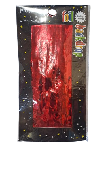 Foil Fringe Backdrop Red 1x2m