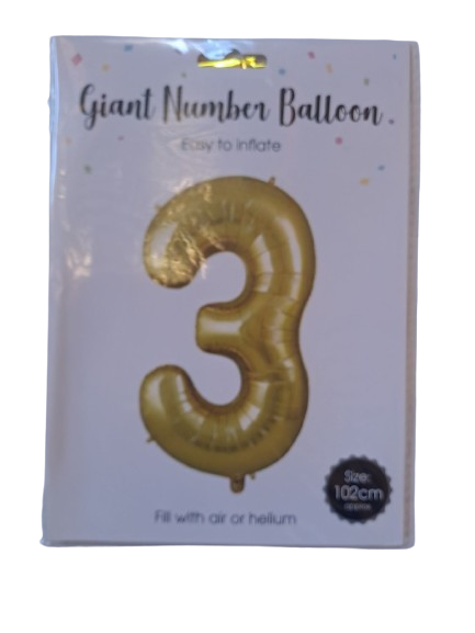 Balloon Giant Number 3 Gold