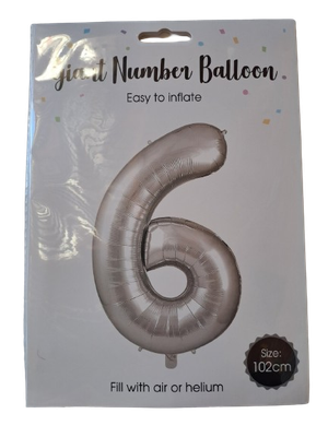 Balloon Giant Number 6 Silver 