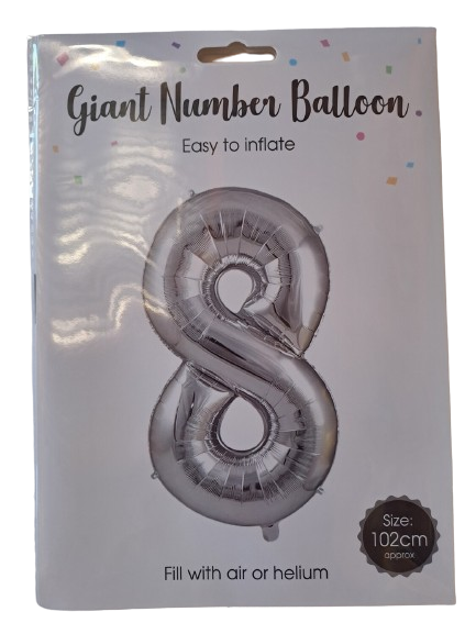 Balloon Giant Number 8 Silver