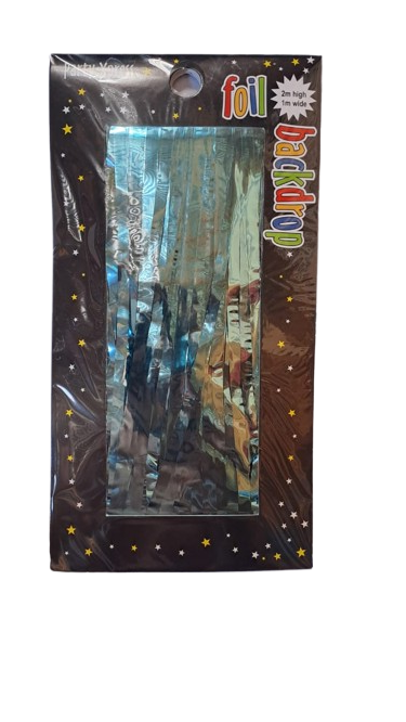 Foil Fringe Backdrop Light Blue 1x2m