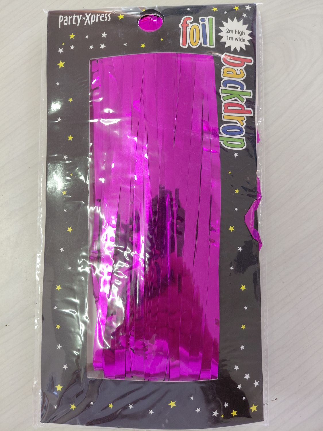 Foil Fringe Backdrop Hot Pink 1x2m