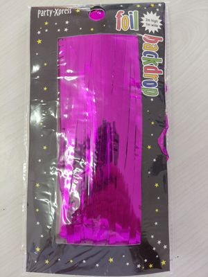 Foil Fringe Backdrop Hot Pink 1x2m