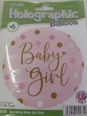 Balloon Holographic Baby Girl Polka Dots