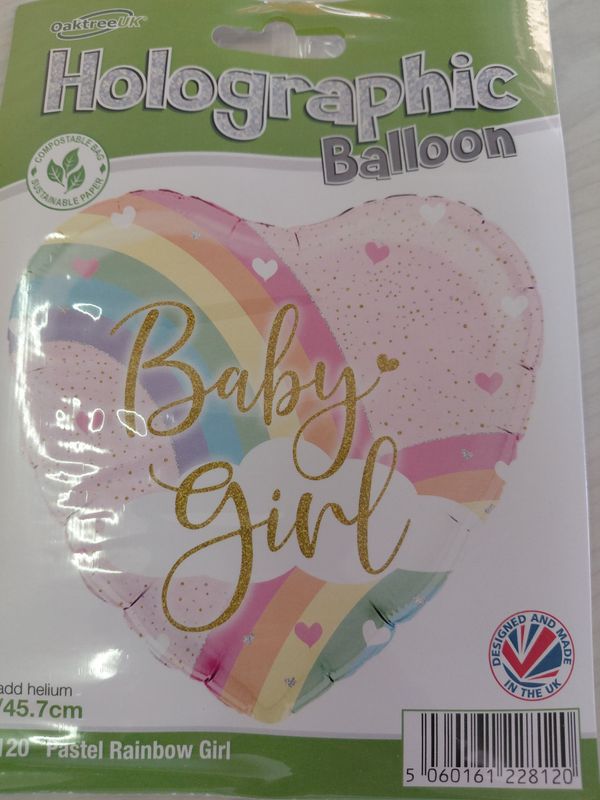 Balloon Holographic Baby Girl Rainbow