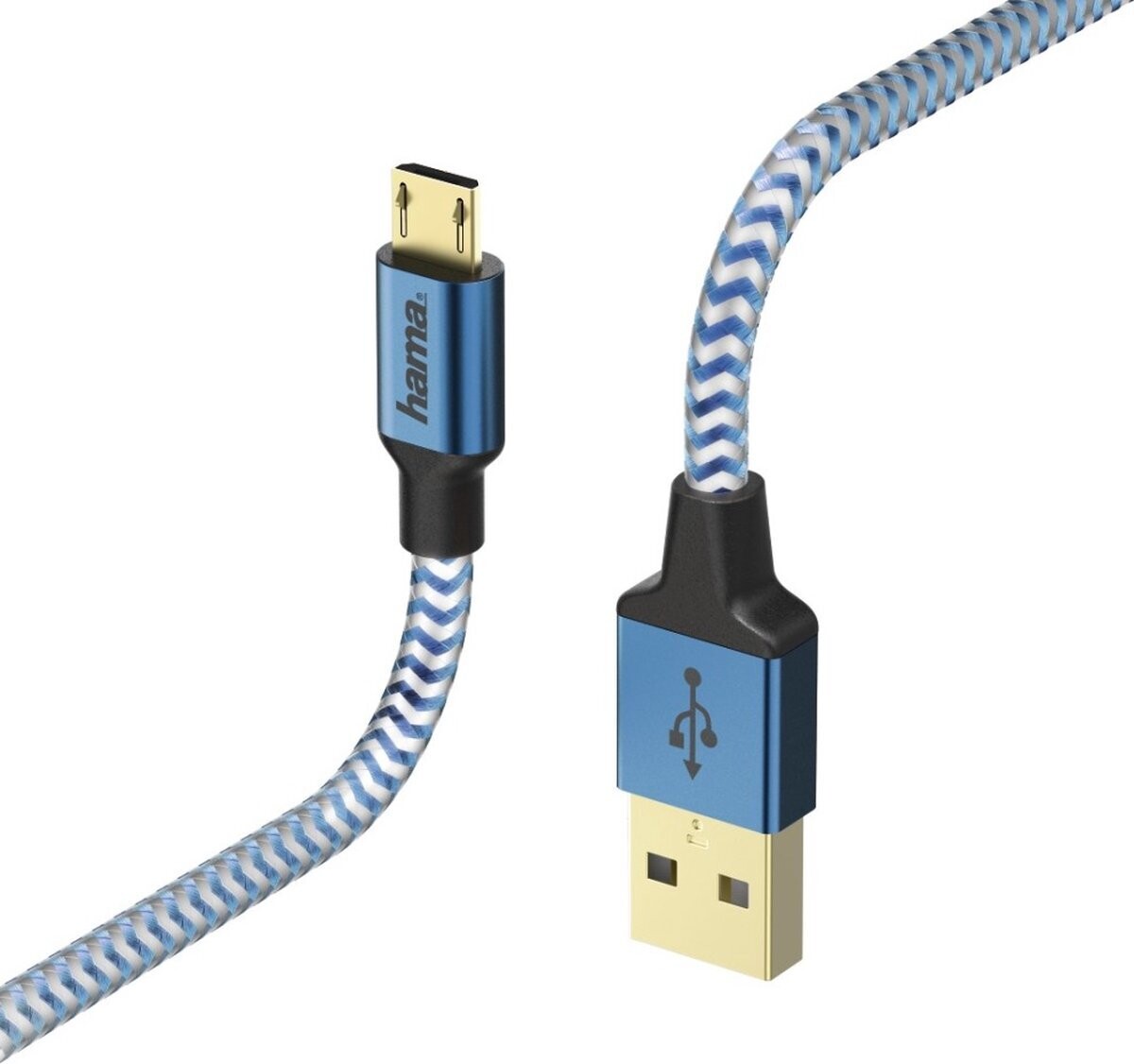 Hama kabel Reflective USB Micro naar USB blauw