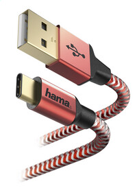 Hama kabel Reflective USB Type-C naar USB rood