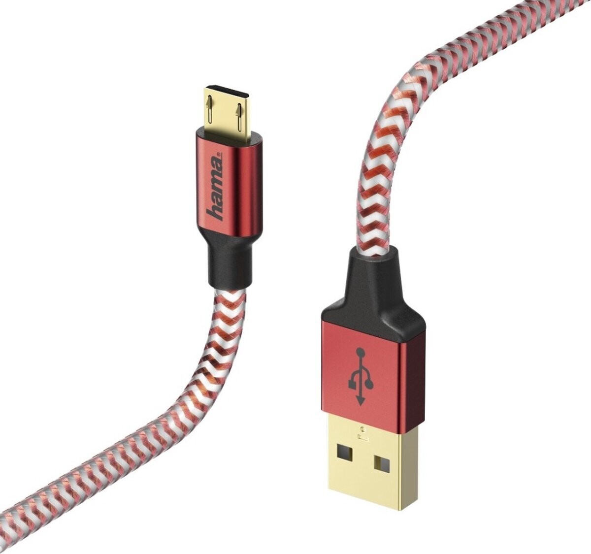 Hama kabel Reflective USB Micro naar USB rood