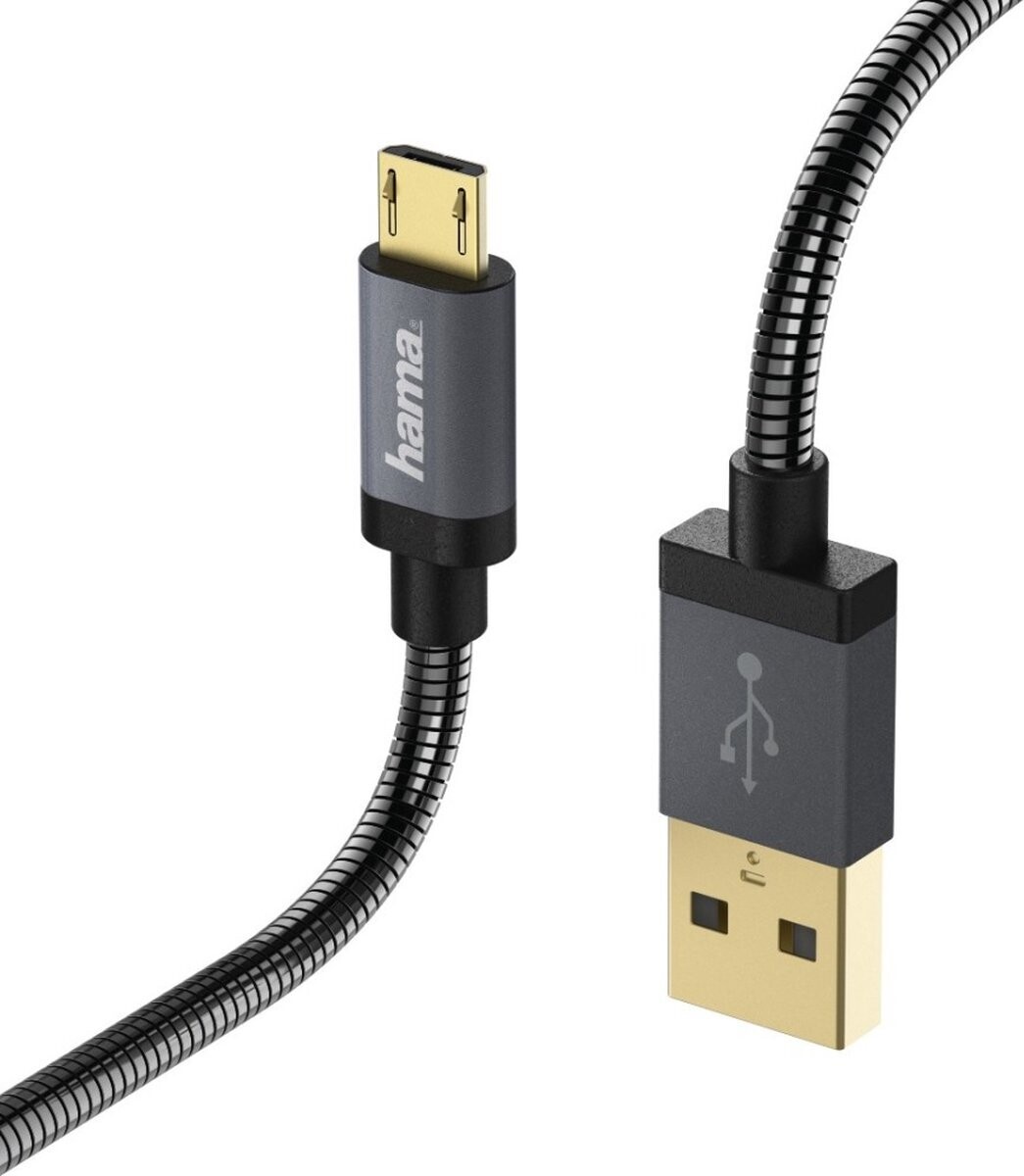 Hama kabel Metalen USB Micro naar USB Antraciet