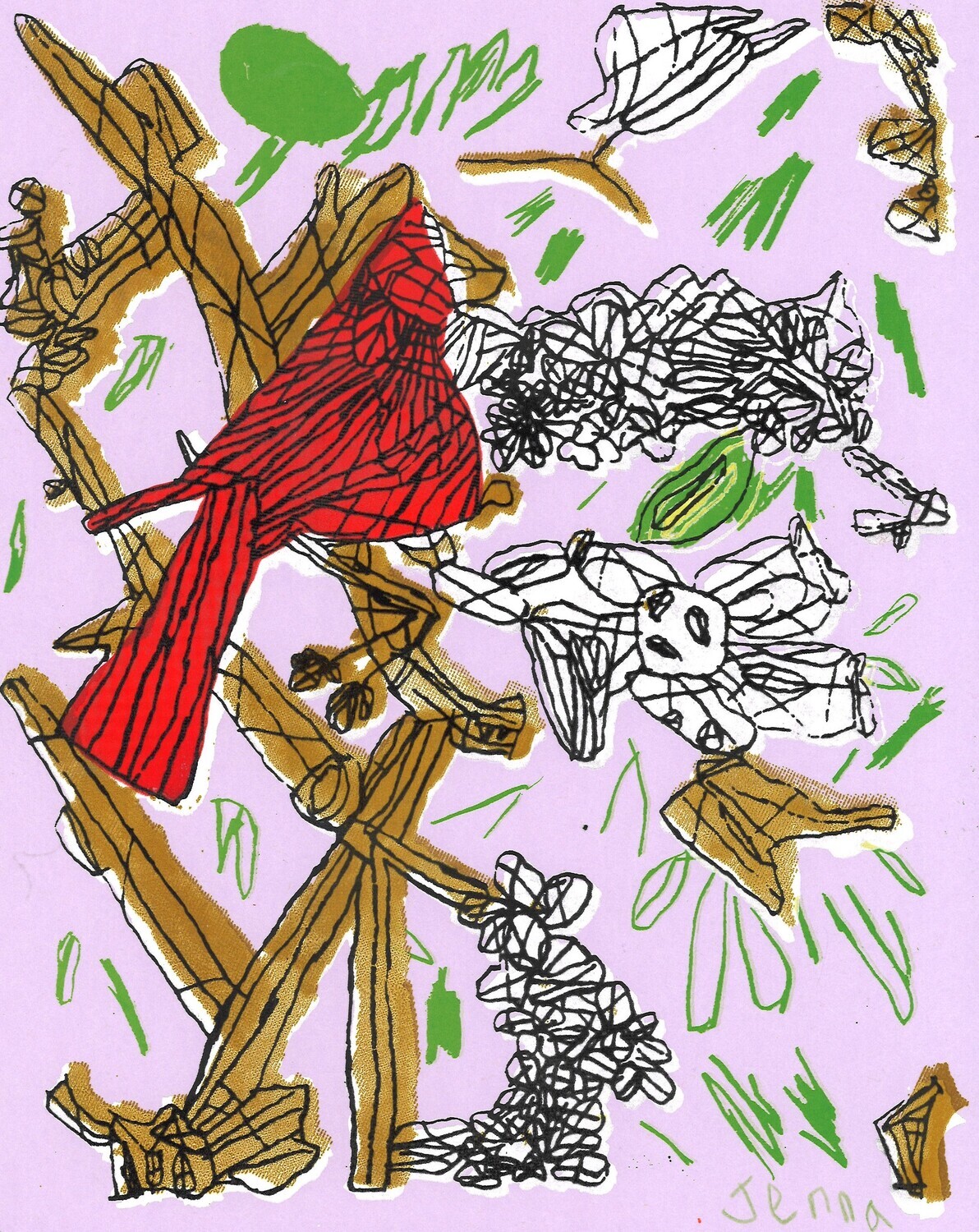&quot;Red Cardinal&quot; Screen Print by Jenna Powers