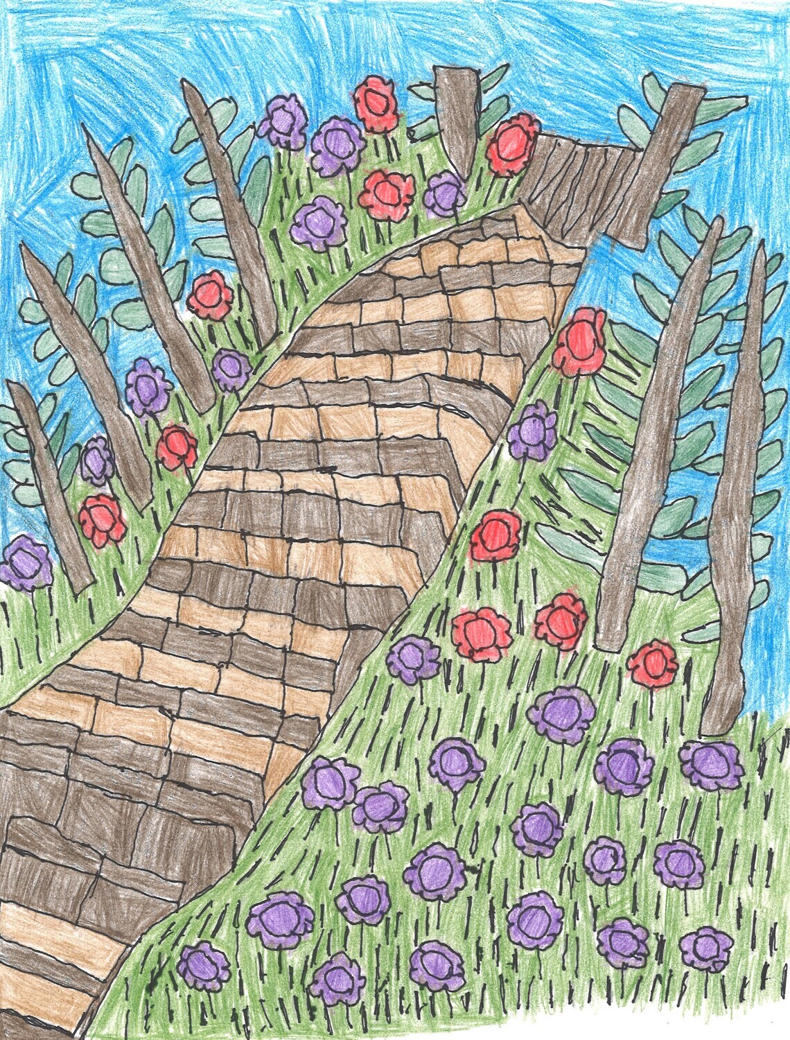 A Path with Flower Field by Paige Donovan