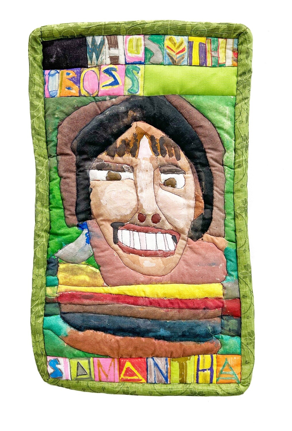 Who&#39;s the Boss Samantha Quilted Painting by Mary T. Bevlock