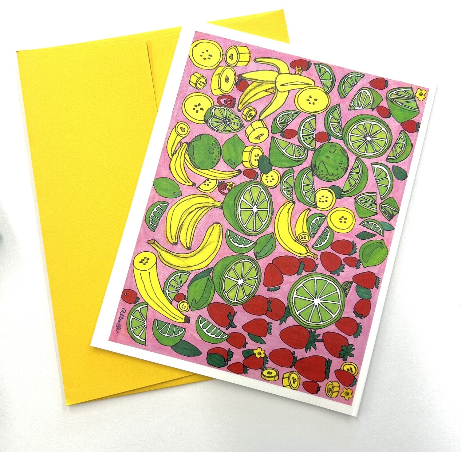 Bananas, Limes, and Raspberries card