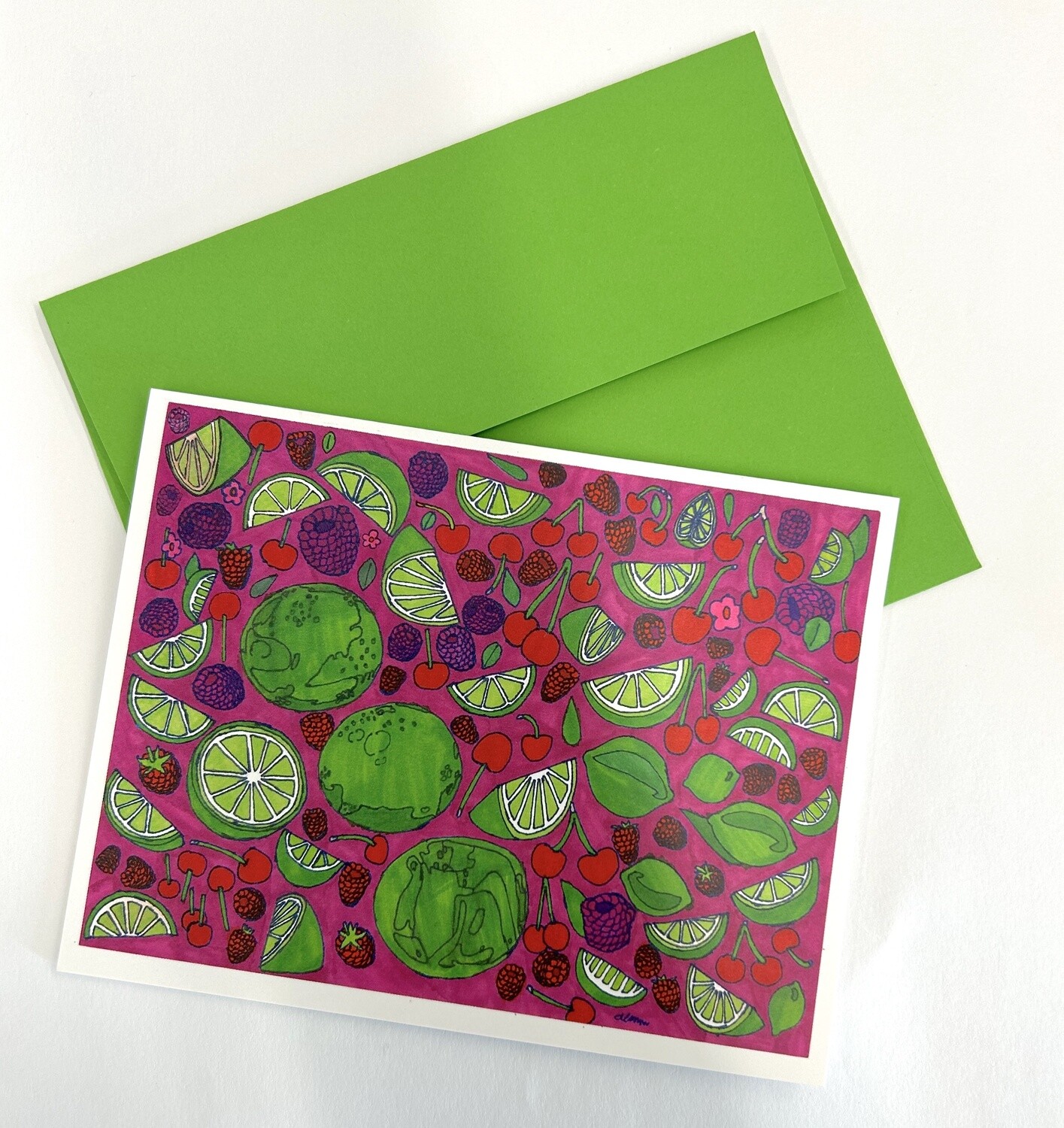 Limes, Cherries, and Raspberries card