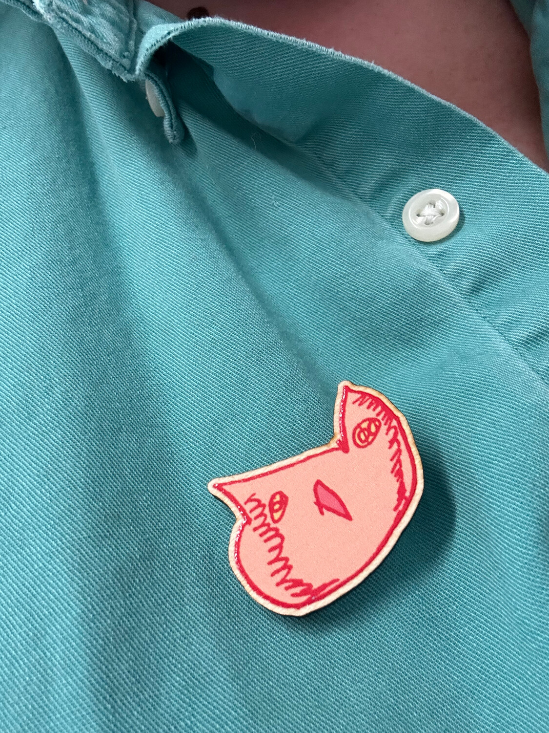 The Perfect Blue Birds (Pink Owl) pin, designed by Tamisha Williams