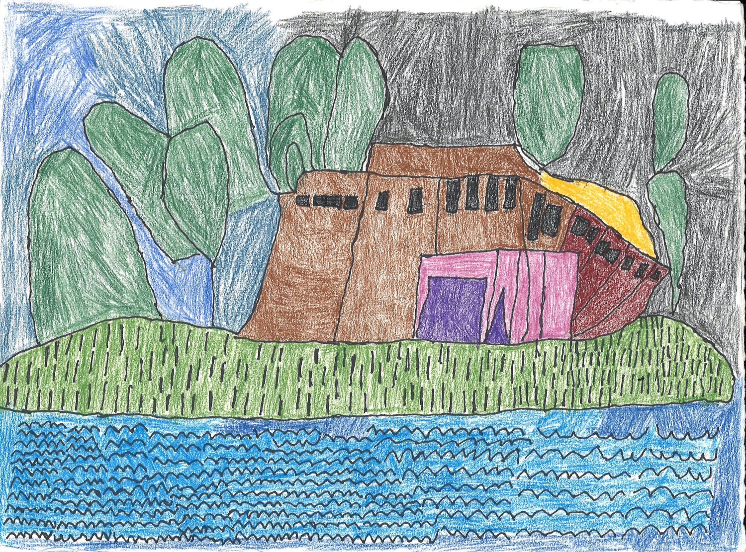 Barn on water by Paige Donovan