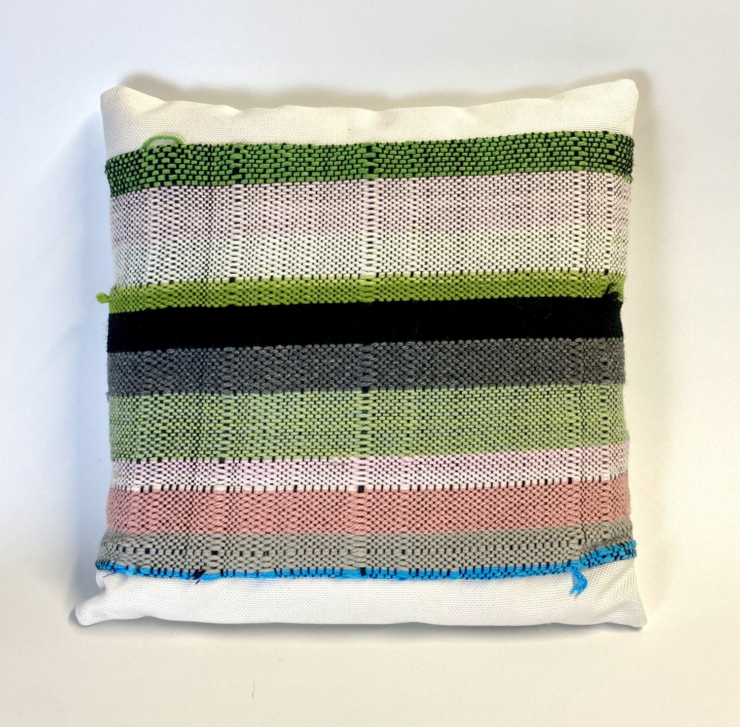 Saori loom weaving pillow by Ania Lattie