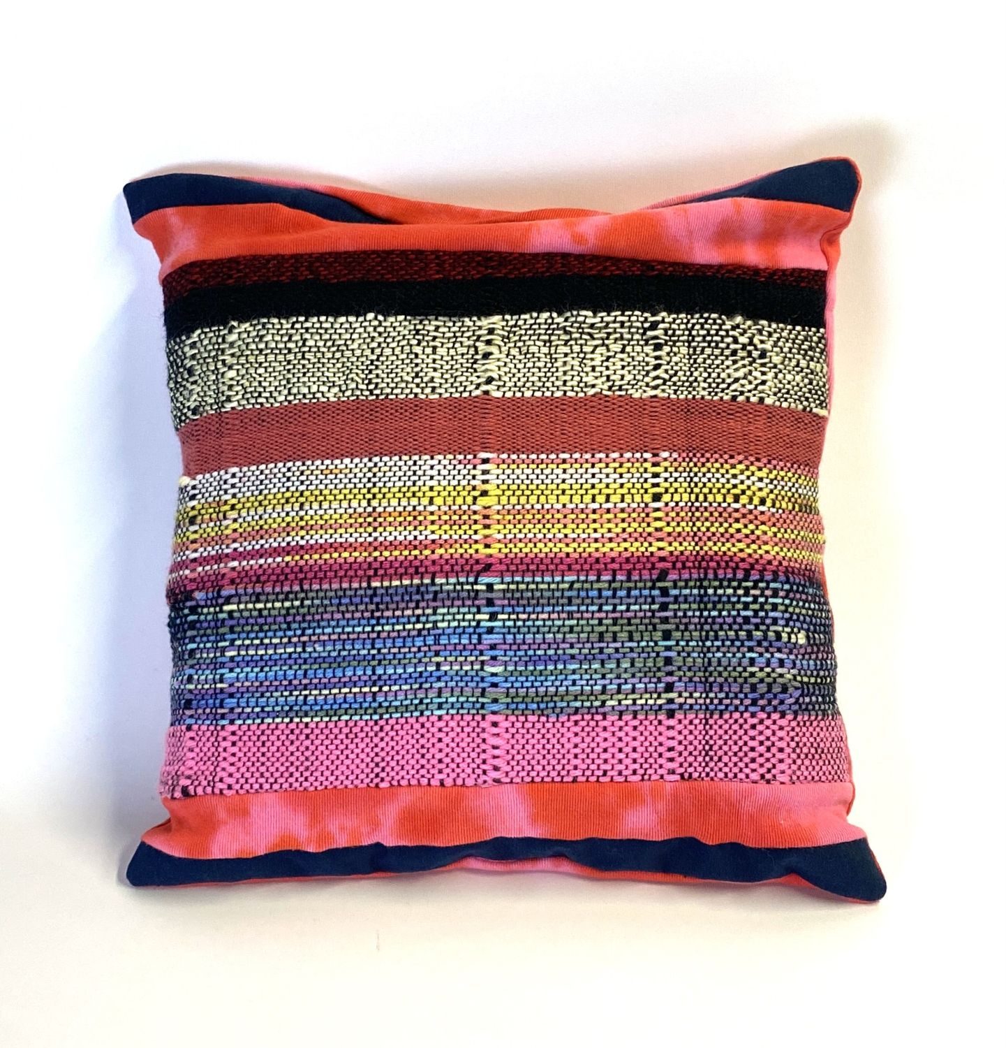 Saori loom weaving pillow by Ania Lattie
