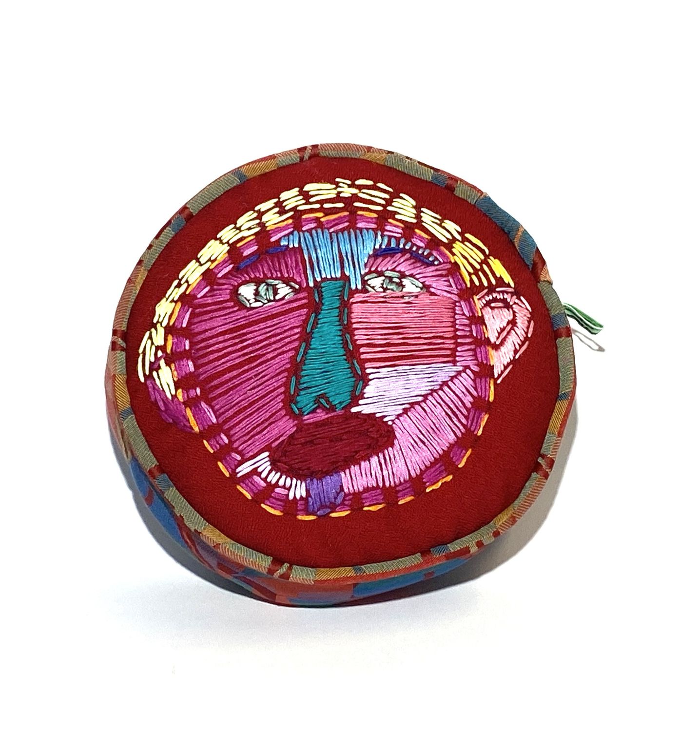 Portrait of Jenna embroidery pillow charm by Lydia Thompson