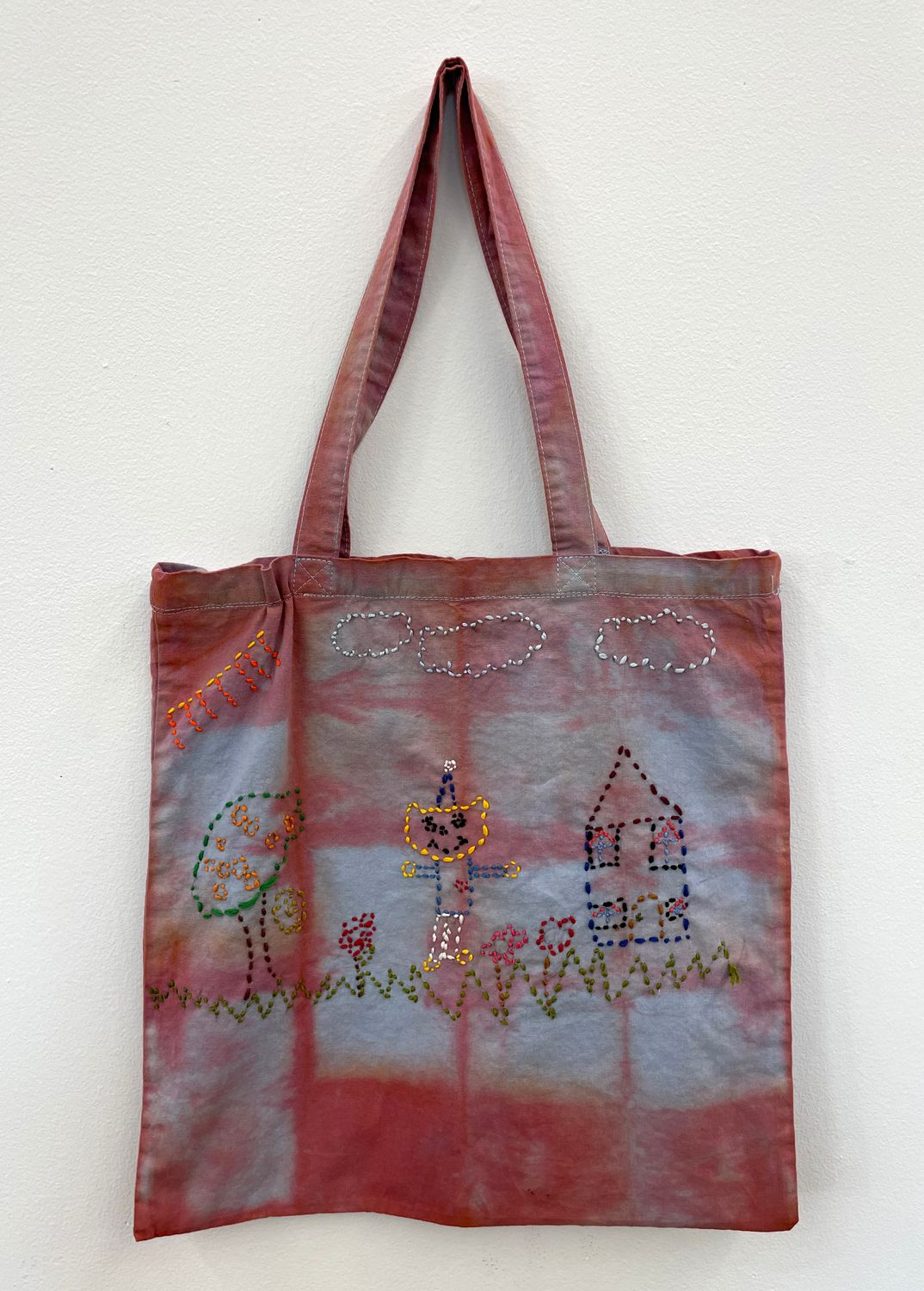 tie dye and embroidered tote bag by Keishla Rosado