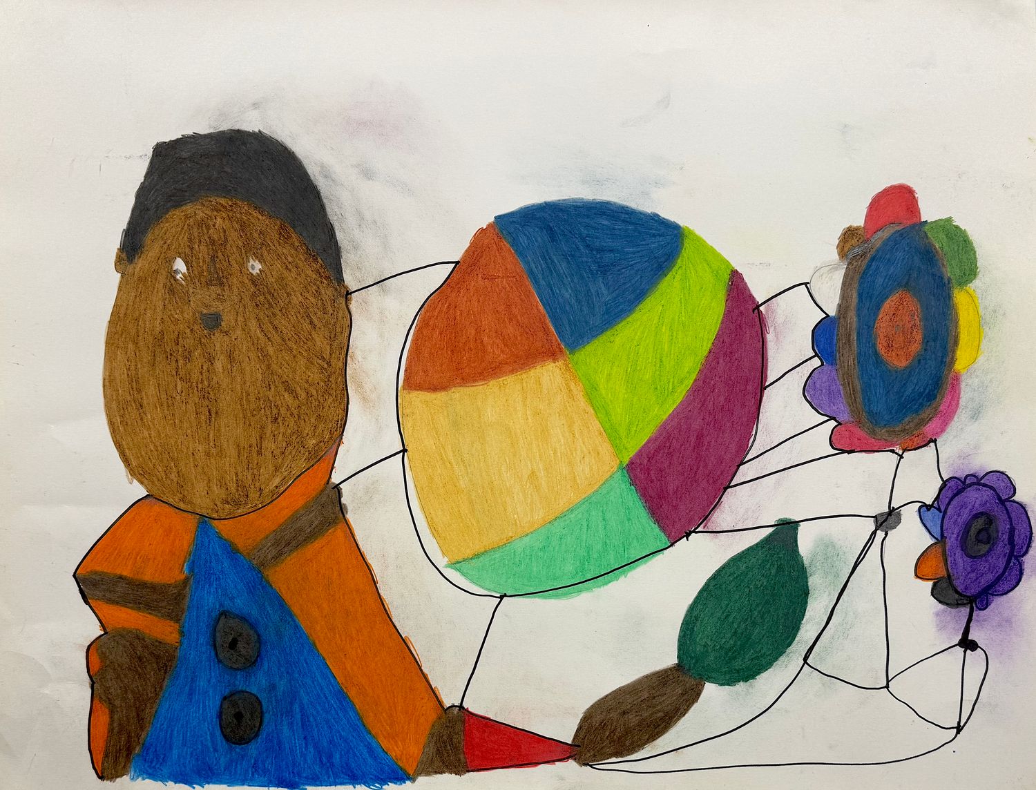 Boy with Ball and Flowers