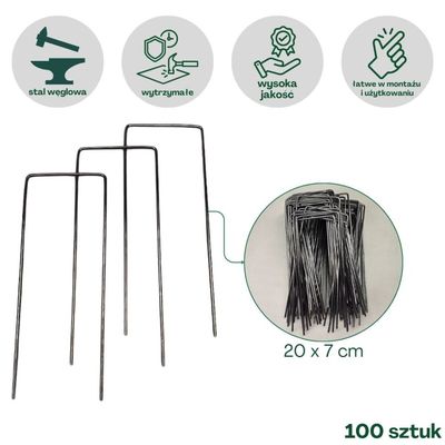 Szpilki stalowe kotwy &quot;U&quot; 20 cm 1 szt