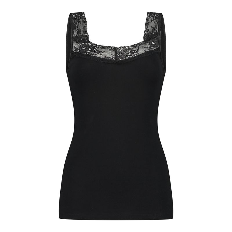 Ten Cate Organic Cotton hemd met kant zwart