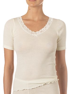 Nina von C Wool Silk shirt korte mouw merinowol
