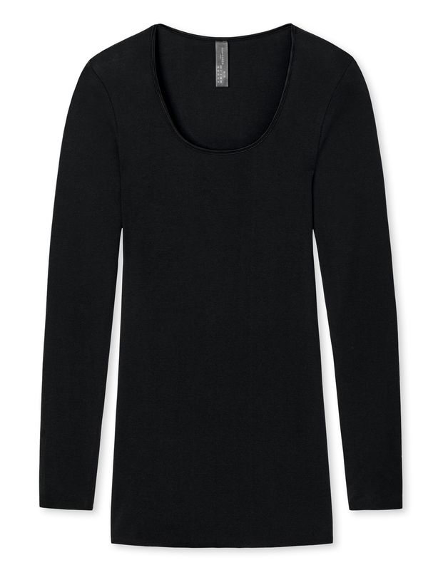 Schiesser Luxury shirt lange mouw zwart