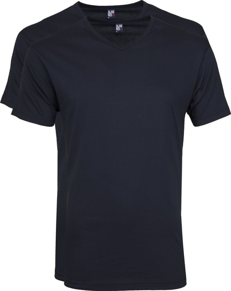 Alan Red Vermont t-shirt v-hals 2-pack marine