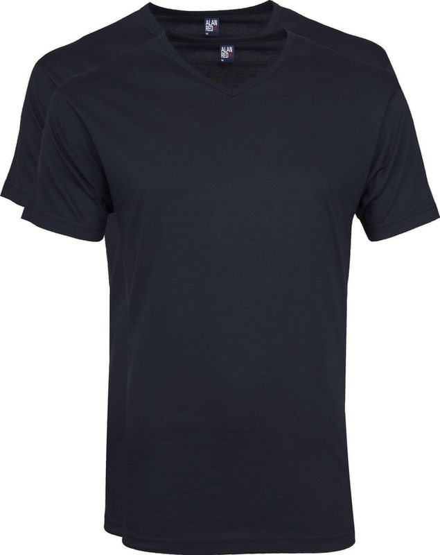 Alan Red Vermont t-shirt v-hals 2-pack marine