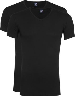 Alan Red Oklahoma t-shirt v-hals 2-pack zwart
