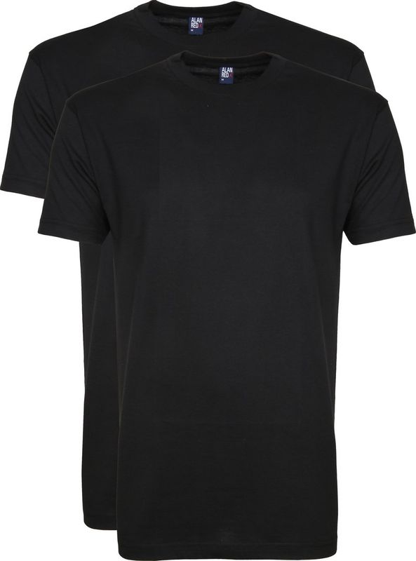 Alan Red Virginia t-shirt ronde hals 2-pack zwart