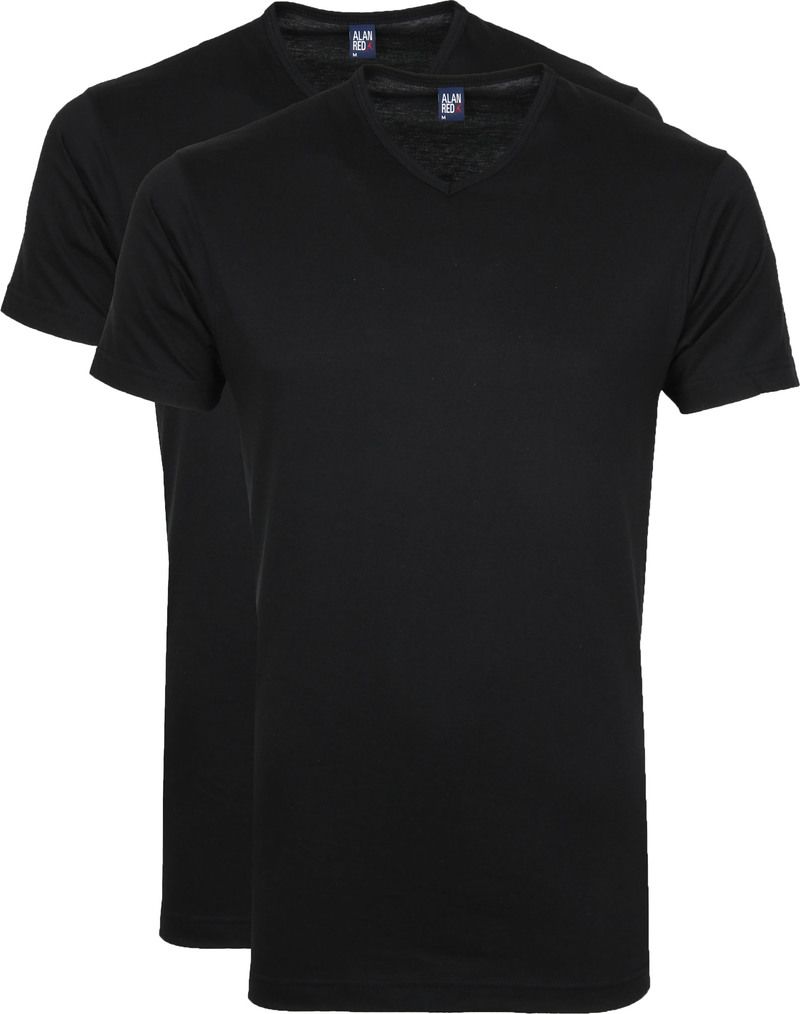 Alan Red Vermont t-shirt v-hals 2-pack zwart