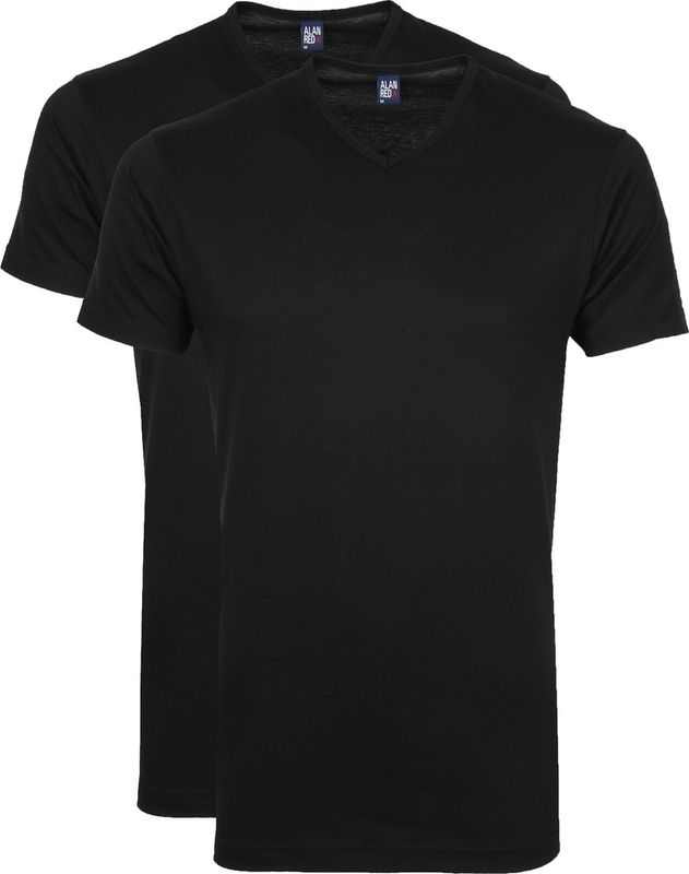 Alan Red Vermont t-shirt v-hals 2-pack zwart