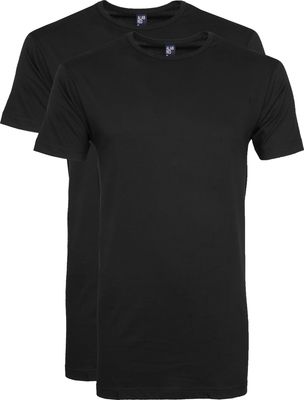 Alan Red Derby Long t-shirt ronde hals 2-pack zwart